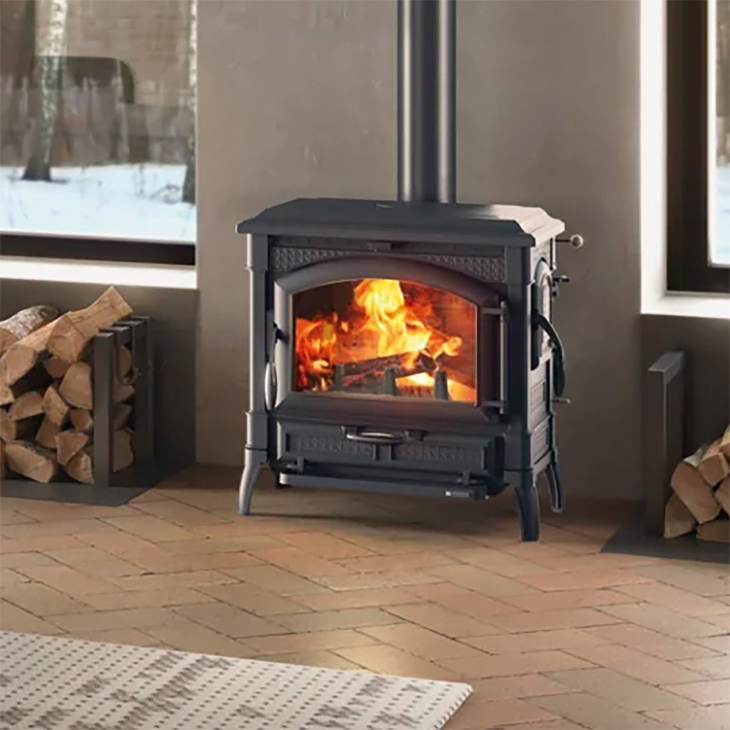 2 La Nordica Isotta Con Cerchi 16 Kaminofen 11,9 kW – Klassischer Gusseisen-Holzofen mit hoher Heizleistung – Bild 1