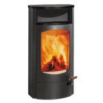 Austroflamm Koko 2.0 – Kaminofen aus Stahl gussgrau mit Speckstein-Elementen, Rauchrohr oben