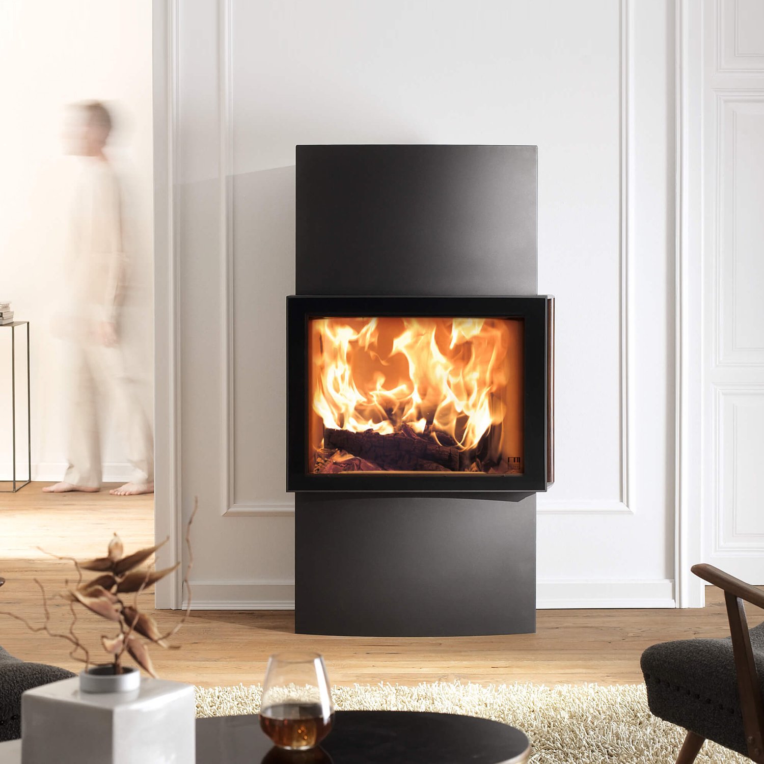 Austroflamm Lounge Xtra Kaminofen Stahl gussgrau, RR oben oder hinten Austroflamm Lounge Xtra Kaminofen 8 kW – Breitbild-Sichtscheibe, Xtra-Wärmespeicher & DIBt – Bild 1