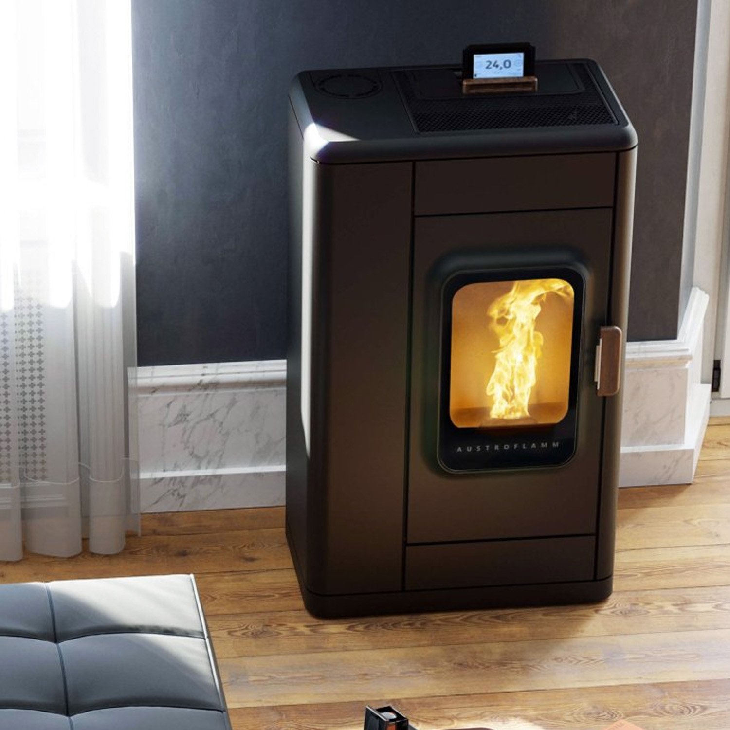 Austroflamm Ruby Pelletofen Keramik Dark Anthracite Austroflamm Ruby Pelletofen Dark Anthracite – 8 kW Design-Pelletofen mit Keramikverkleidung – Bild 1