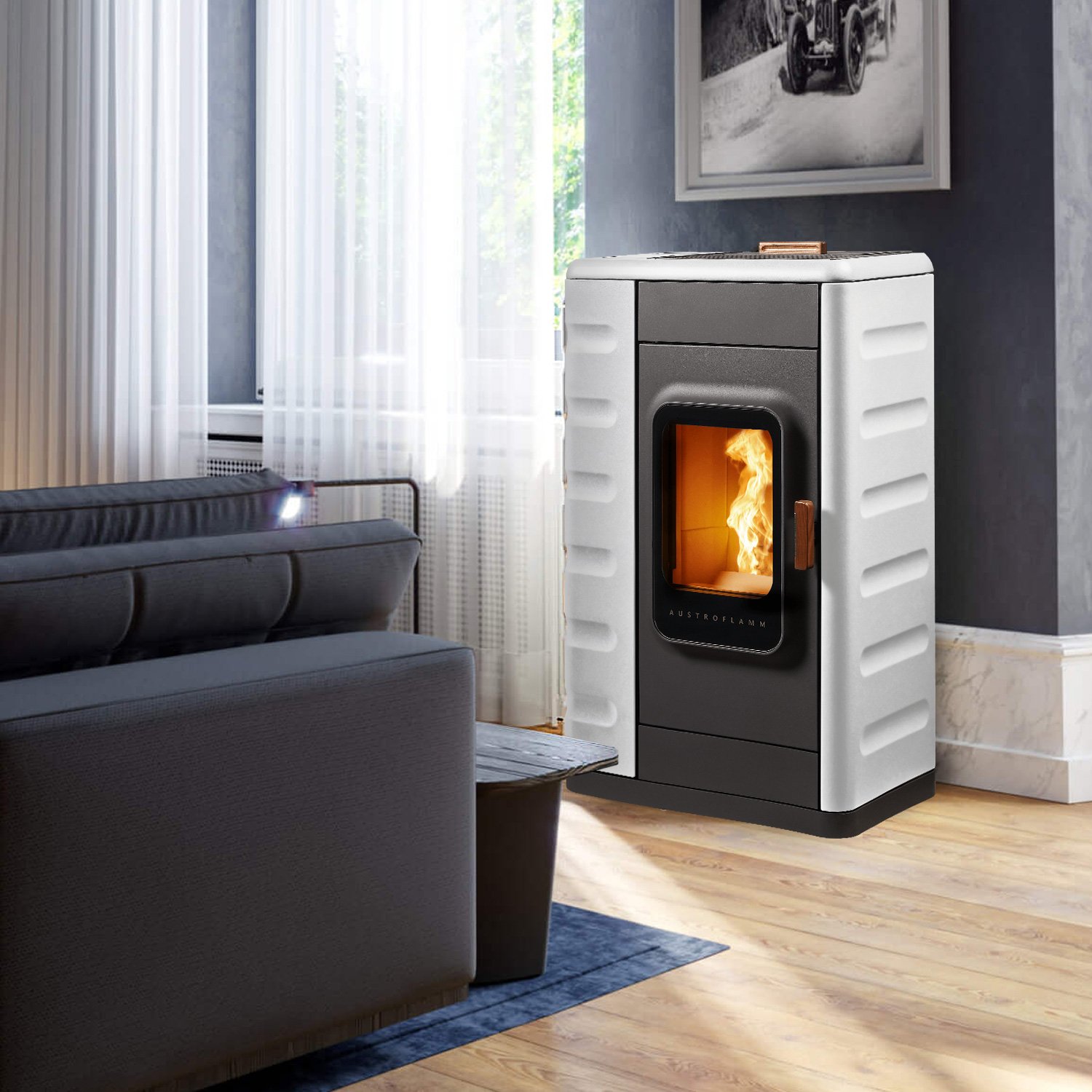 Austroflamm Ruby Pelletofen Keramik Weiß Austroflamm Ruby Pelletofen – 8 kW, Keramik-Design, WLAN, raumluftunabhängig, hoher Wirkungsgrad – Bild 1