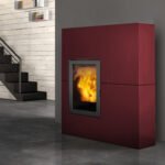 Edilkamin Blade2 12 Up Pelletofen 12,1 kW – Stahl Bordeaux | Extra schmal & kanalisierbar