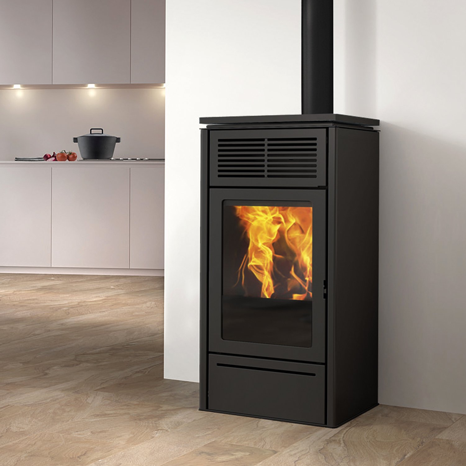 Edilkamin Slide2 7 Up Pelletofen Stahl Schwarz 2022 Edilkamin Slide2 7 Up – Leiser 6,9 kW Pelletofen mit Leonardo®-System & 20-kg-Pellettank – Bild 1