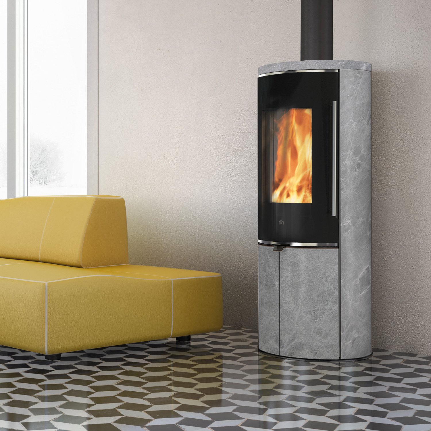 Edilkamin Tally Up Evo Kaminofen Naturstein Edilkamin Tally Up Evo – 8,1 kW Kaminofen | Stahl oder Naturstein, Scheibenspülung, externe Zuluft – Bild 1