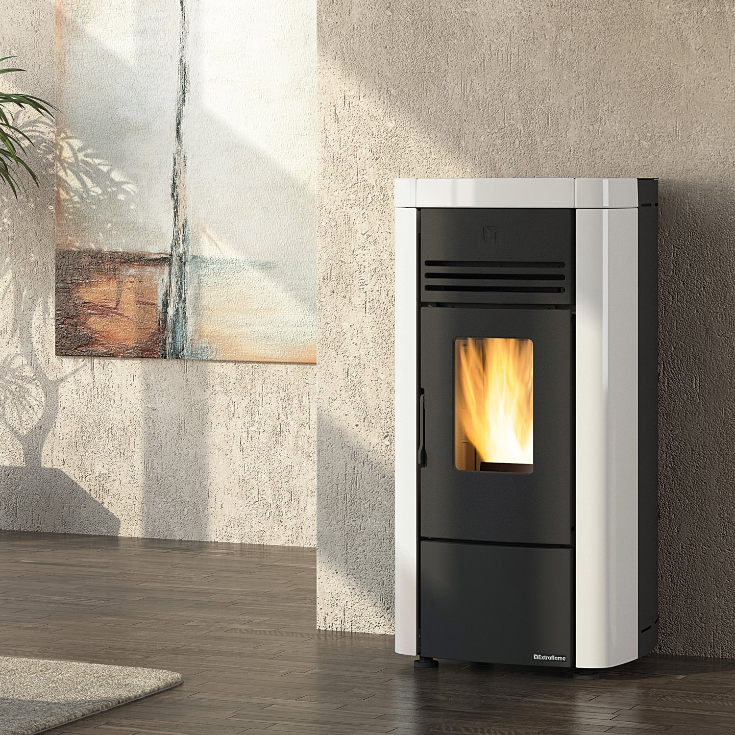 Extraflame Evolution Line Angela Plus EVO Pelletofen Stahl Weiß Extraflame Angela Plus EVO Weiß – Pelletofen 8 kW | Kanalisierbar & leise – Bild 1