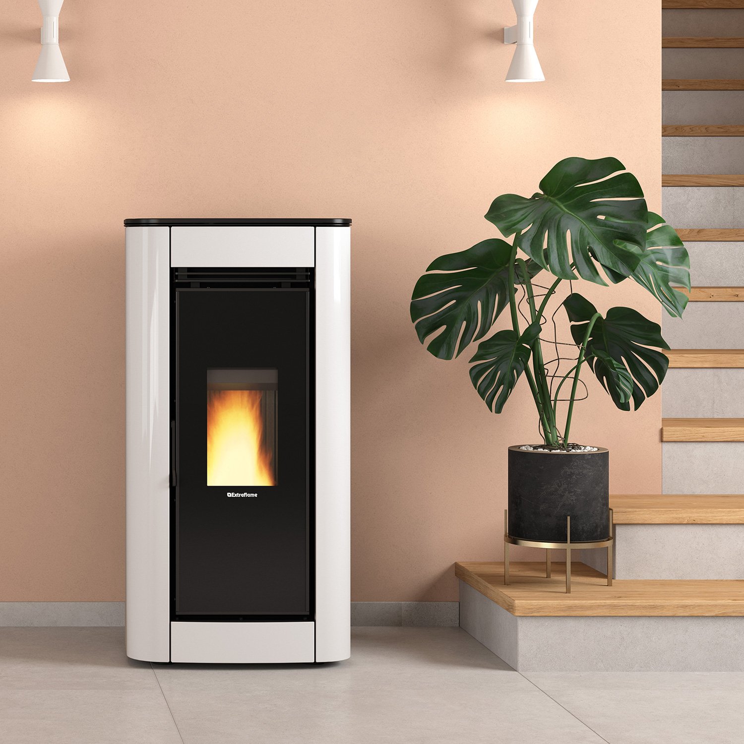 Extraflame Evolution Line Ilary Plus Pelletofen Stahl Weiß Extraflame Ilary Plus Pelletofen – 8 kW, kanalisierbar, Stahlverkleidung, WiFi & Funksteuerung – Bild 1