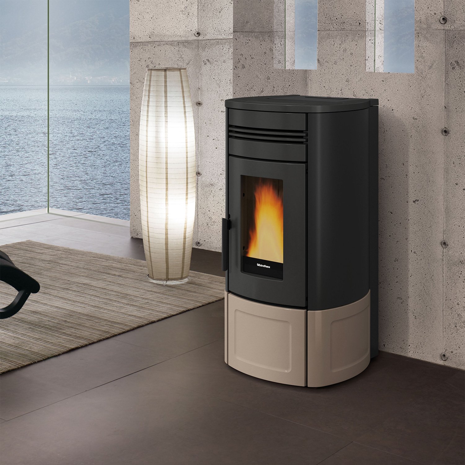 Extraflame Evolution Line Noris Lux Pelletofen Stahl Majolika Tortora Extraflame Noris Lux Pelletofen – 12 kW, Majolika-Design, Pro Air Setup & Selbstreinigung – Bild 1