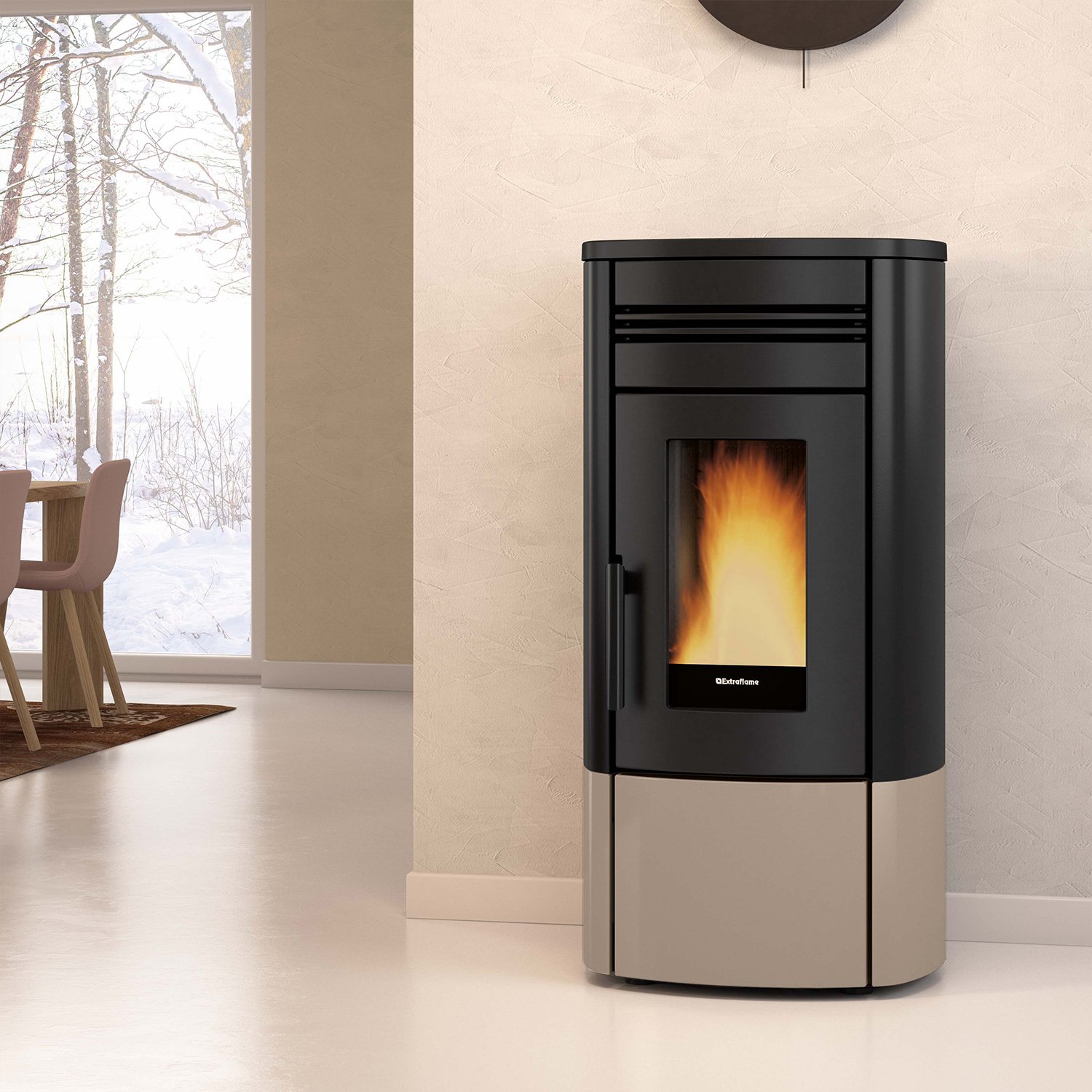 Extraflame Evolution Line Noris Pelletofen Stahl Taubengrau Extraflame Noris Pelletofen – 12 kW, leiser Pro Air Betrieb, Selbstreinigung & hohe Effizienz – Bild 1