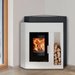 Haas+Sohn Kaminbausatz Pinus II Eck – 8 kW | Kompakter Eck-Kamin mit Wärmespeicherbeton