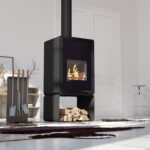HS Flamingo Deluxe Pentai Kaminofen – 9 kW | Modernes Design, Holzregal & externe Zuluft