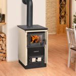 Justus Küchenofen Rustico-50 2.0 Cremeweiß – 7 kW Holzherd mit Kochplatte & Oberem Rauchrohranschluss