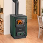 Justus Rustico-50 2.0 – 7 kW Küchenofen Grün mit Kochplatte & Scheibenspülung