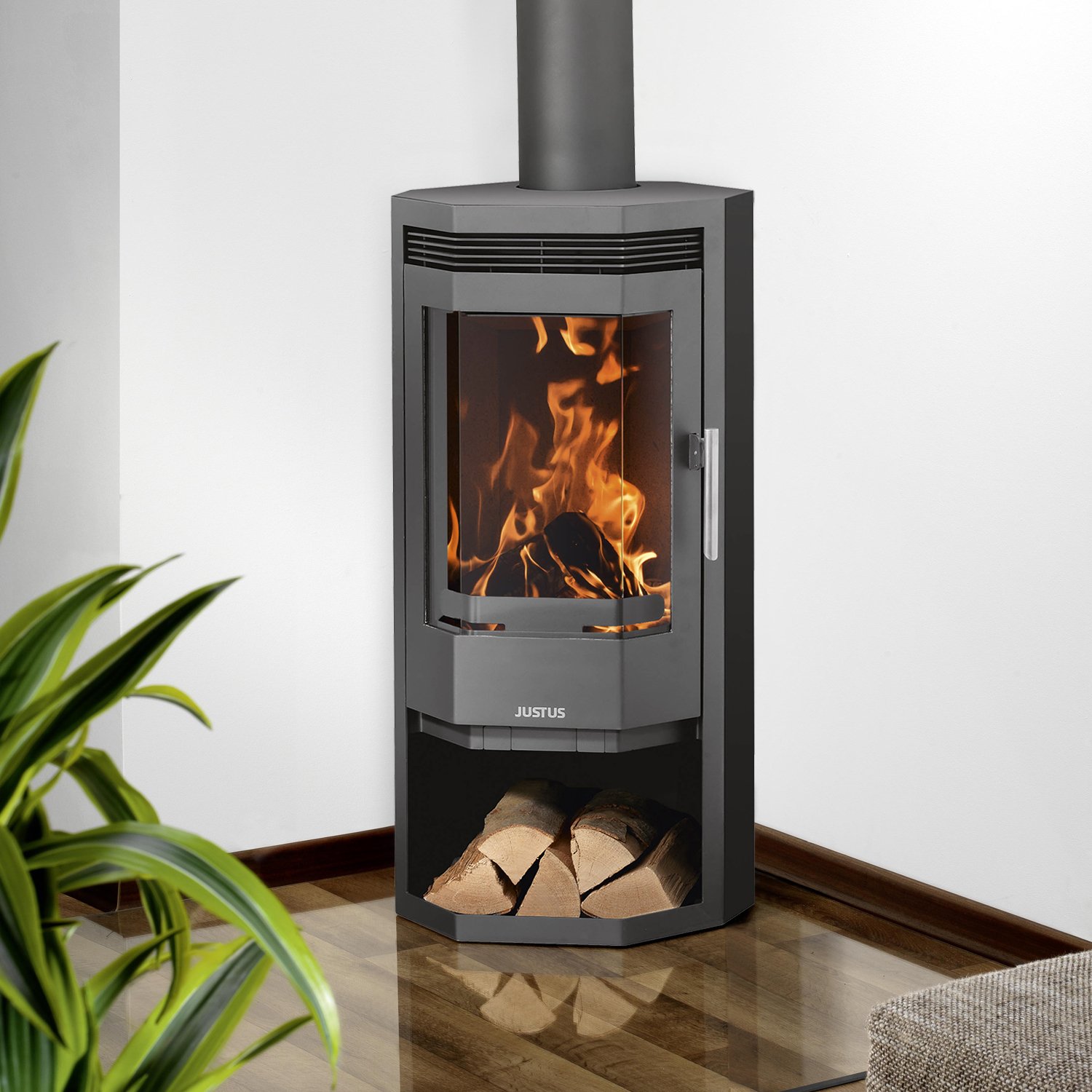 Justus Usedom 5 Kaminofen Stahl Gussgrau Justus Usedom 5 – 5,5 kW Kaminofen mit Prismaglas & Dreifach-Luftsystem – Bild 1