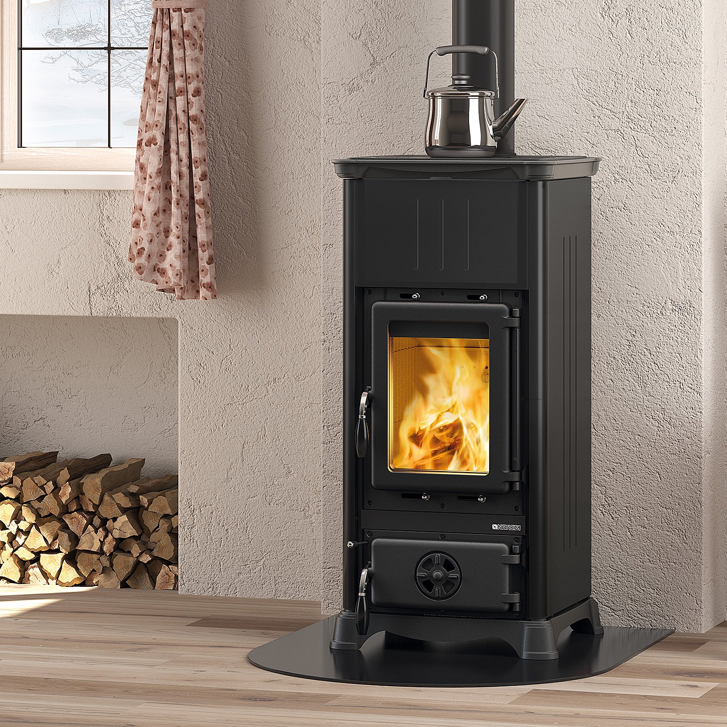 La Nordica Emiliana Kaminofen Stahl Schwarz-Anthrazit La Nordica Emiliana – 6,5 kW Kaminofen mit Majolika oder Stahlverkleidung, A+ Effizienz & langlebigem Gusseisen – Bild 1