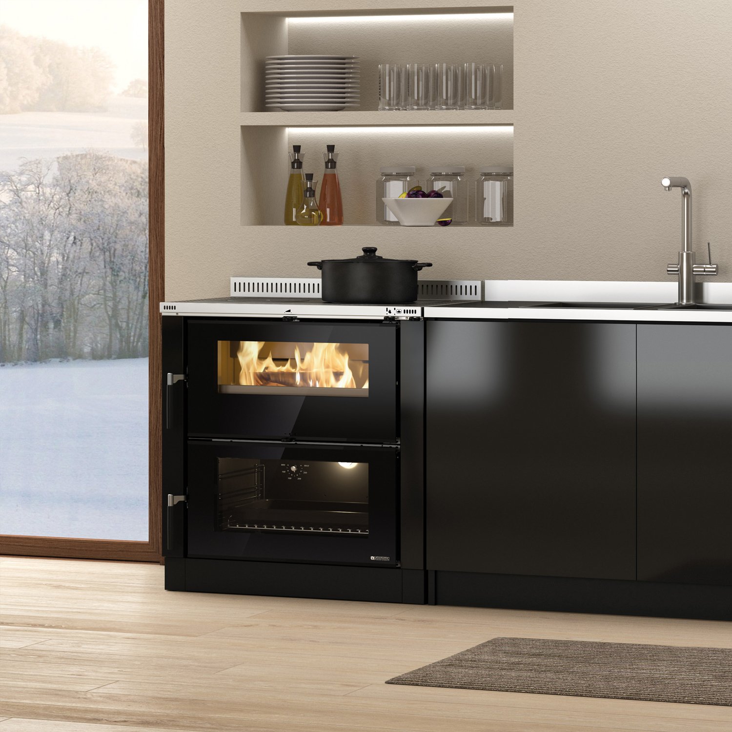 La Nordica Verona XXL Küchenofen Anthrazit La Nordica Verona XXL – 7,5 kW Küchenofen mit 68-Liter-Backfach & Gusseisenkochplatte – Bild 1