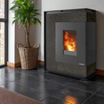 Oranier Boreas Pelletofen Sintered Stone Schiefer – 8 kW, LAS-Anschluss, WiFi & automatische Brennertopf-Reinigung