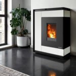 Oranier Boreas Pelletofen Sintered Stone Seidenweiß – 8 kW, LAS-Anschluss, WiFi & automatische Brennertopf-Reinigung