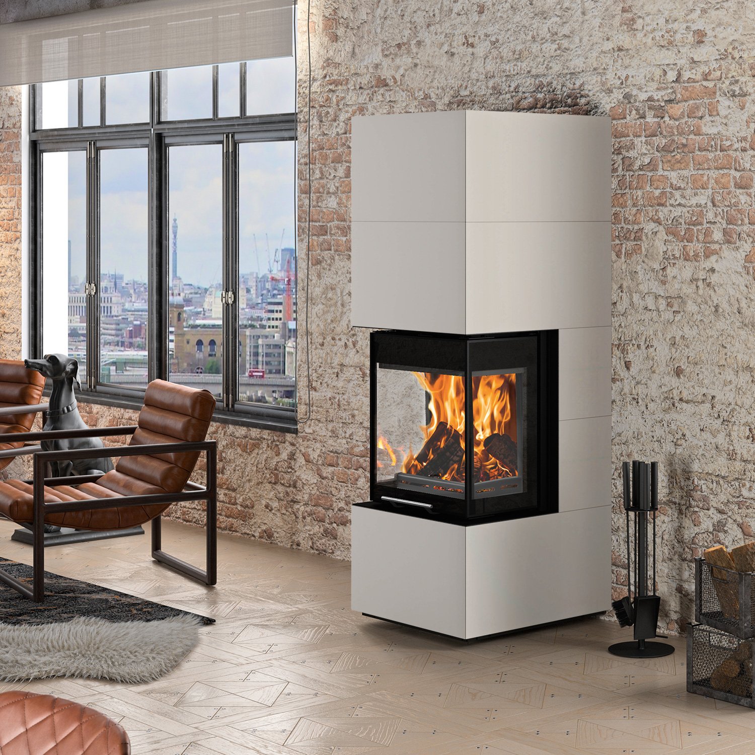 Oranier+ Kaminbausatz Club UH 550 Sintered Stone Seidenweiß Oranier Club UH 550 Kaminbausatz – 8 kW, dreiseitige Sichtscheibe & moderne Verkleidungen – Bild 1