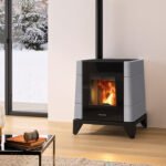 Oranier Pio Pelletofen conStone Beton – 5,5 kW Pelletofen mit 16-kg Vorratsbehälter & EcoDesign