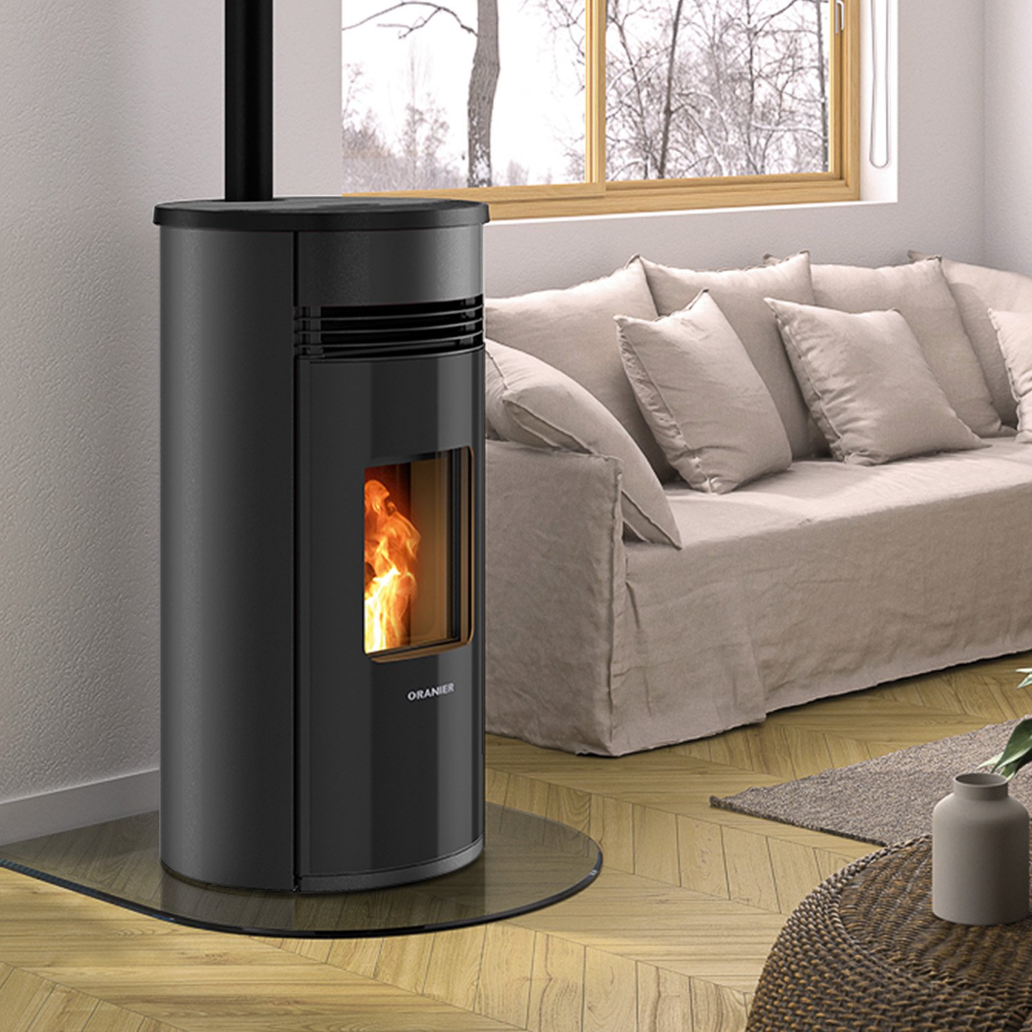 Oranier Sando 60 Pelletofen Stahl Schwarz LAS Oranier Sando 60 Pelletofen Schwarz – 8 kW, LAS-Anschluss, WiFi & automatische Brennertopf-Reinigung – Bild 1