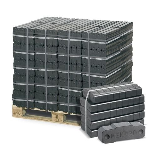 Rekord Braunkohlebriketts 25kg x 40 Gebinde 1000kg Palette Rekord Braunkohlebriketts 1000 kg Palette (40 × 25 kg) | Lange Brenndauer | Hoher Heizwert 5,2 kWh/kg | REKORD Lausitzer Kohle – Bild 1