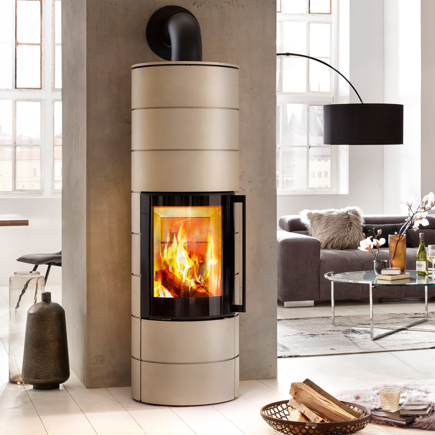 Spartherm ambiente a4 Kaminofen Stahl Perle + 1 m³ Kaminholz gratis Spartherm ambiente a4 Kaminofen – 5,9 kW | Schlanker Design-Ofen mit Panorama-Sichtscheibe & 4 Farbvarianten – Bild 1