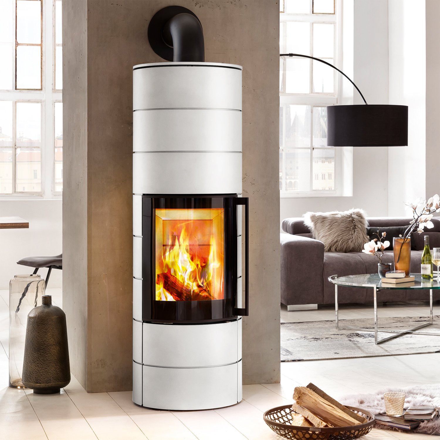 Spartherm ambiente a4 Kaminofen Stahl Weiß Spartherm ambiente a4 Kaminofen – 5,9 kW | Schlanker Design-Ofen mit Panoramascheibe & optionalem Wärmespeicher – Bild 1