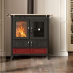 Thermorossi Violetta Evo – 8,2 kW Küchenofen Bordeaux Gusseisen & Majolika mit Backfach & Kochplatte