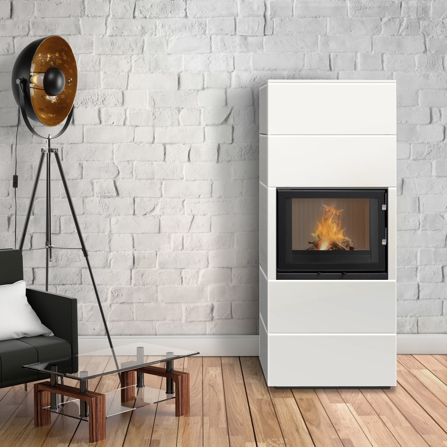 Wamsler Modulo 70/180 G Kaminbausatz Weiß Wamsler Modulo 70/180 G – Kaminbausatz mit großer Sichtscheibe, externer Zuluft & moderner Stahlverkleidung | 6 kW – Bild 1