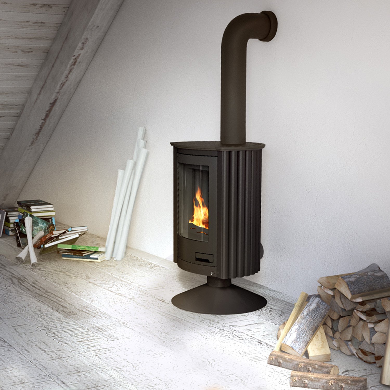 Warmluftofen Masterflamme Piccolo II Black Masterflamme Piccolo II – 7 kW Warmluftofen | Leistungsstarker Holzofen für Werkstatt & Wohnraum – Bild 1