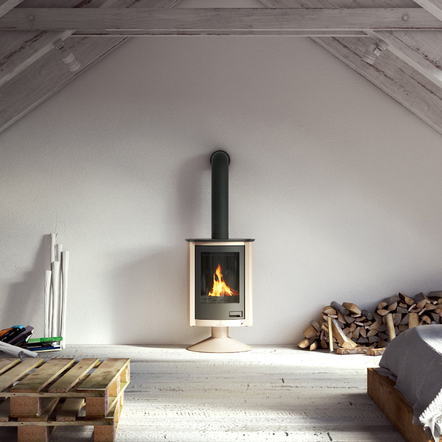 Warmluftofen Masterflamme Piccolo II Cream Masterflamme Piccolo II – 7 kW Warmluftofen | Leistungsstarker Holzofen in vielen Farben – Bild 1