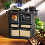 Westminster K 85 F Küchenofen Keramik Cremeweiß – Holzherd mit Backfach rechts & Gusskochplatte (6 kW)